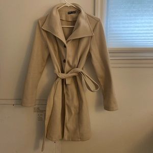 Like New SHEIN medium beige coat with belt- lightweight